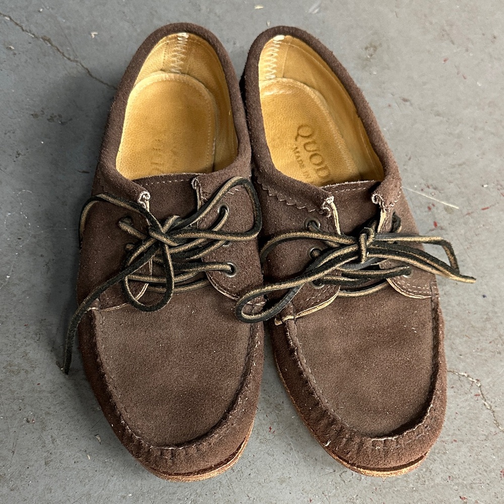 Quoddy Men's Dark Brown Suede Boat Shoes Size 8.5